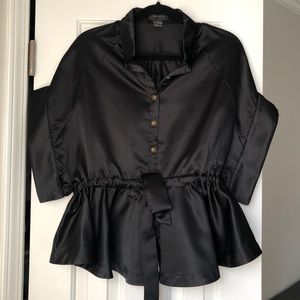 Gracia Black taffeta Peplum Blouse